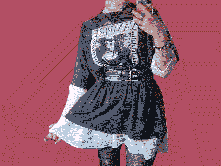 VTM tee over white dress