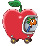 Lowly Worm in his little apple car!